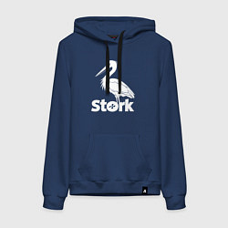 Толстовка-худи хлопковая женская Аисты в минимализме, цвет: тёмно-синий