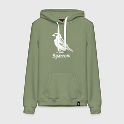 Толстовка-худи хлопковая женская Воробей в готическом стиле, цвет: авокадо