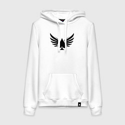 Толстовка-худи хлопковая женская Крылатые пики, цвет: белый