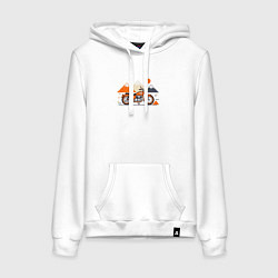 Толстовка-худи хлопковая женская Оранжевый мотоцикл на белом, цвет: белый