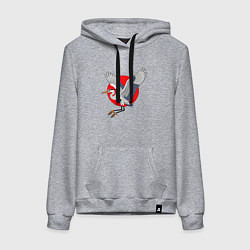 Толстовка-худи хлопковая женская Цапля на закате, цвет: меланж