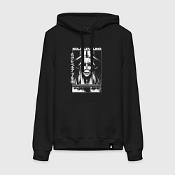 Толстовка-худи хлопковая женская Solo leveling - божество, цвет: черный