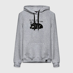 Толстовка-худи хлопковая женская Медведь - не буди лихо пока оно тихо, цвет: меланж