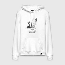 Толстовка-худи хлопковая женская Time is a flat circle - true detective, цвет: белый