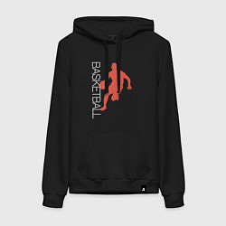 Толстовка-худи хлопковая женская Basketball game, цвет: черный