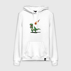 Толстовка-худи хлопковая женская Страх динозавра, цвет: белый