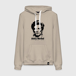 Толстовка-худи хлопковая женская Молодой Энди Уорхол, цвет: миндальный