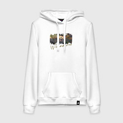 Толстовка-худи хлопковая женская Дикая пума, цвет: белый