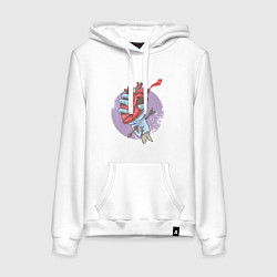 Толстовка-худи хлопковая женская Сердце в руке зомби, цвет: белый