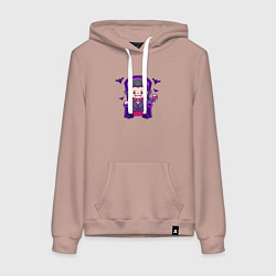 Толстовка-худи хлопковая женская Дракула на троне, цвет: пыльно-розовый