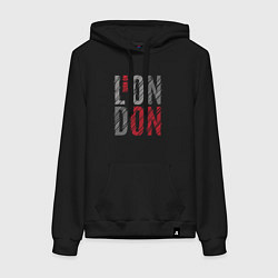 Толстовка-худи хлопковая женская Поверни на Лондон, цвет: черный
