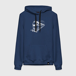 Толстовка-худи хлопковая женская Скоростной поезд, цвет: тёмно-синий