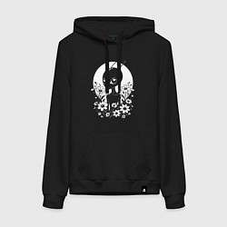 Толстовка-худи хлопковая женская Лунный странник, цвет: черный