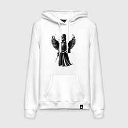 Толстовка-худи хлопковая женская Крылатый чумной доктор, цвет: белый