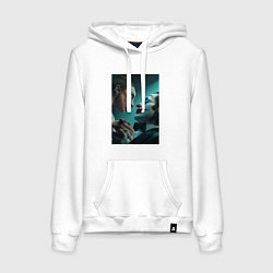 Толстовка-худи хлопковая женская Джокер и Харли Квинн, цвет: белый