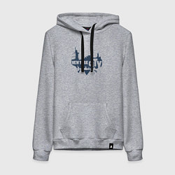 Толстовка-худи хлопковая женская New York style, цвет: меланж