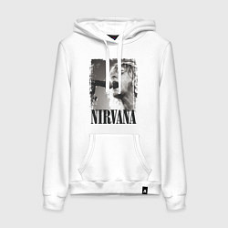 Толстовка-худи хлопковая женская Кобейн поет, цвет: белый