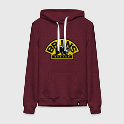 Толстовка-худи хлопковая женская HC Boston Bruins Label, цвет: меланж-бордовый