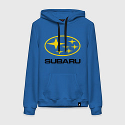 Толстовка-худи хлопковая женская Subaru Logo, цвет: синий