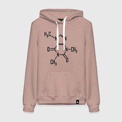 Толстовка-худи хлопковая женская Кофеин формула, цвет: пыльно-розовый