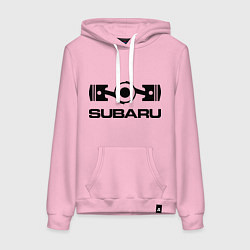 Толстовка-худи хлопковая женская Subaru, цвет: светло-розовый