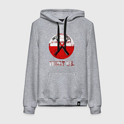 Толстовка-худи хлопковая женская Pink Floyd: Trust us, цвет: меланж