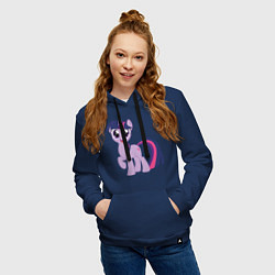 Толстовка-худи хлопковая женская Пони Сумеречная Искорка, цвет: тёмно-синий — фото 2