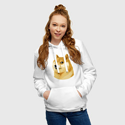Толстовка-худи хлопковая женская Doge, цвет: белый — фото 2