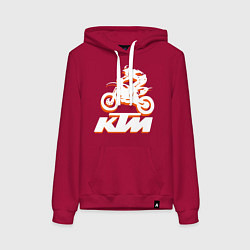 Толстовка-худи хлопковая женская KTM белый, цвет: маджента