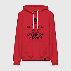 Толстовка-худи хлопковая женская Keep Calm & System Of A Down , цвет: красный
