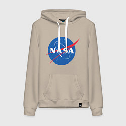 Толстовка-худи хлопковая женская NASA: Logo, цвет: миндальный