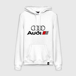 Толстовка-худи хлопковая женская Audi, цвет: белый