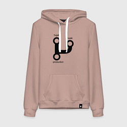 Толстовка-худи хлопковая женская Раз, два и в продакшн, цвет: пыльно-розовый