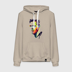 Толстовка-худи хлопковая женская Lionel Messi: fun-art, цвет: миндальный