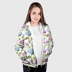Куртка с капюшоном женская Цветы и бабочки 4, цвет: 3D-белый — фото 2