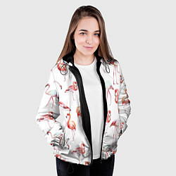 Куртка с капюшоном женская Действия фламинго, цвет: 3D-черный — фото 2