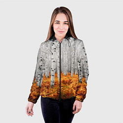 Куртка с капюшоном женская Березовая роща, цвет: 3D-черный — фото 2