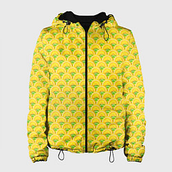 Куртка с капюшоном женская Текстура лимон-лайм, цвет: 3D-черный