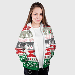 Куртка с капюшоном женская Новогодний орнамент, цвет: 3D-белый — фото 2