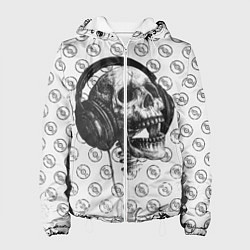 Куртка с капюшоном женская Череп меломана, цвет: 3D-белый