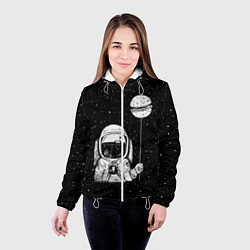 Куртка с капюшоном женская Астронавт с шариком, цвет: 3D-белый — фото 2