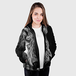 Куртка с капюшоном женская Оскал льва, цвет: 3D-черный — фото 2