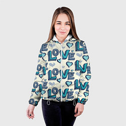 Куртка с капюшоном женская Love Pattern, цвет: 3D-белый — фото 2