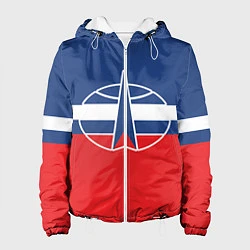 Куртка с капюшоном женская Флаг космический войск РФ, цвет: 3D-белый