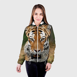 Куртка с капюшоном женская Рык тигра, цвет: 3D-белый — фото 2