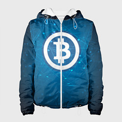 Куртка с капюшоном женская Bitcoin Blue, цвет: 3D-белый