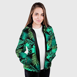 Куртка с капюшоном женская Tropical pattern, цвет: 3D-черный — фото 2