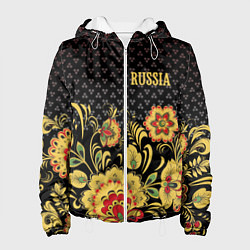 Куртка с капюшоном женская Russia: black edition, цвет: 3D-белый