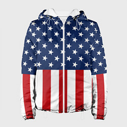 Куртка с капюшоном женская Флаг США, цвет: 3D-белый