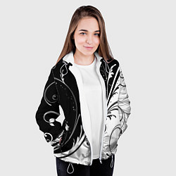 Куртка с капюшоном женская Цветочный узор, цвет: 3D-белый — фото 2